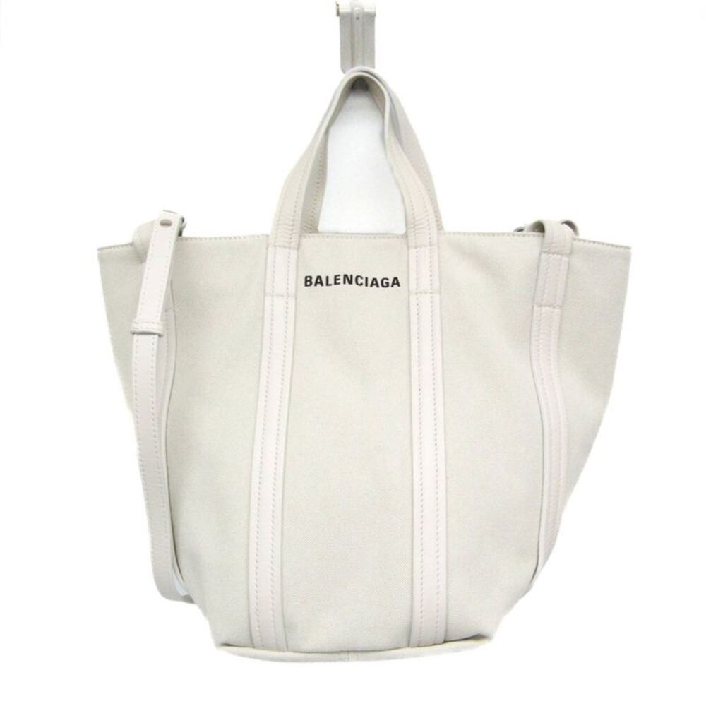 Balenciaga Everyday 2.0 North South Canvas And Leather White Canvas Tote Bag Bag